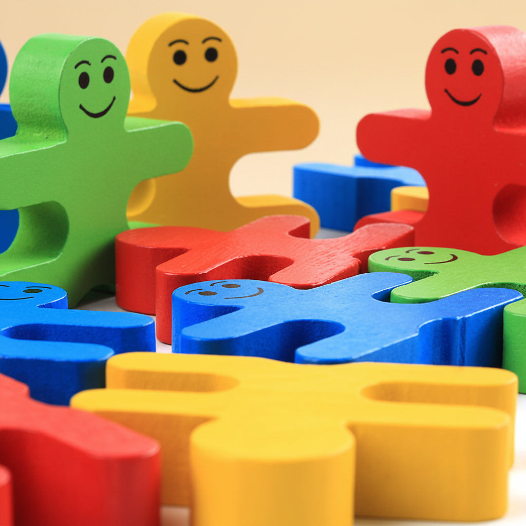 🏗️ Blocs de construction en bois – Personnages à empiler