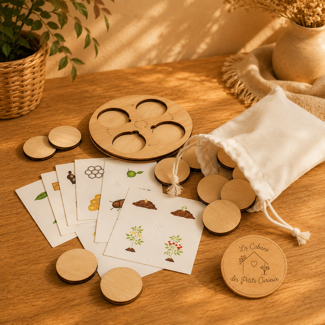 🧬 Jeu éducatif en bois – Cycles de vie des animaux