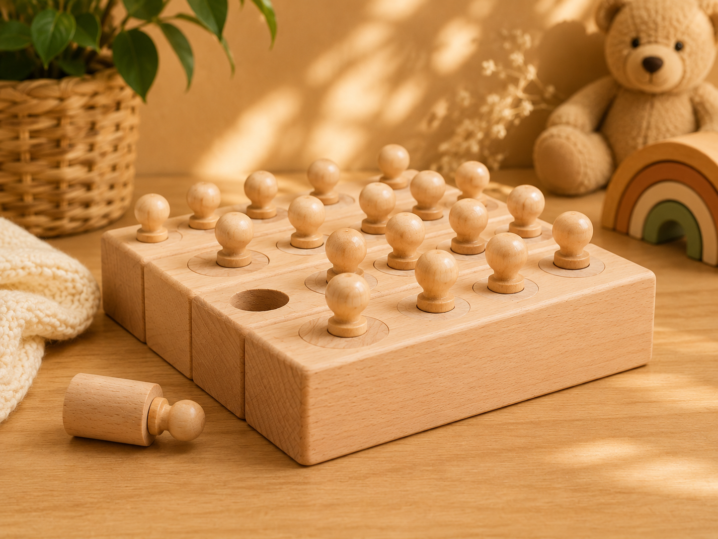 🪵 Cylindres Montessori en Bois – Apprendre les tailles en s'amusant