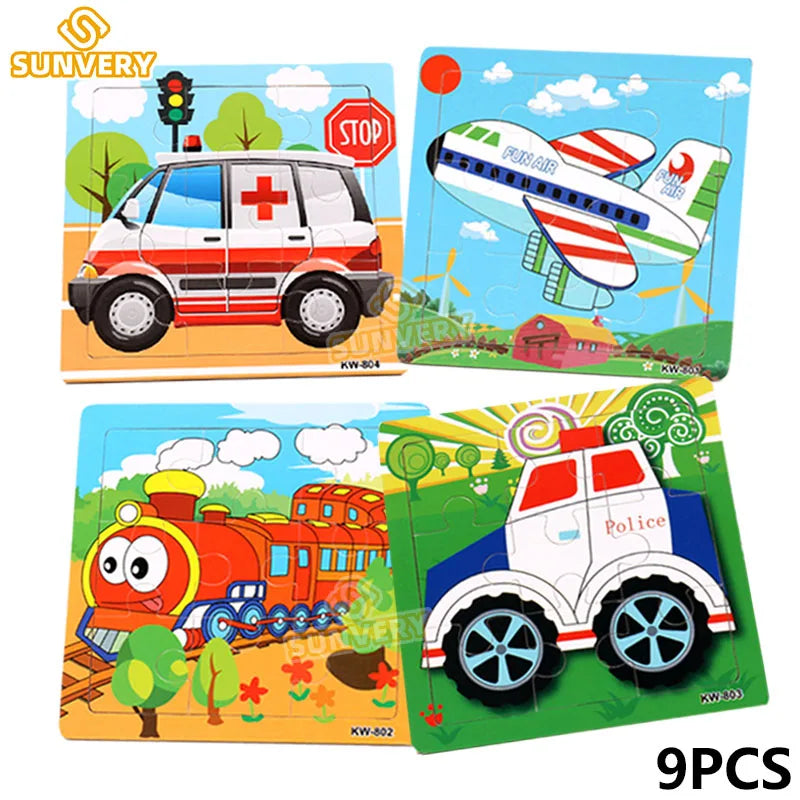 Puzzle 9/16 pour enfants de 2 à 5 ans, puzzle en bois pour tout-petits, jouet éducatif préscolaire, puzzle d'animaux pour garçons et filles