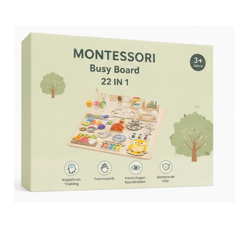 Accessoires Montessori de qualité supérieure pour tableau d'activités, jouets éducatifs sensoriels et de motricité fine | Kit d'activités en bois pour enfants d'âge préscolaire