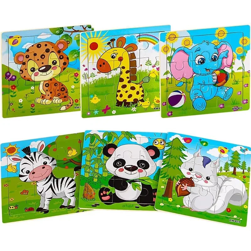 Puzzle 9/16 pour enfants de 2 à 5 ans, puzzle en bois pour tout-petits, jouet éducatif préscolaire, puzzle d'animaux pour garçons et filles