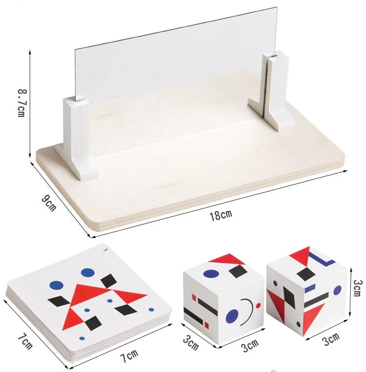 Puzzle miroir Montessori en bois pour enfants, jouet éducatif précoce, jeu de logique et d'exploration spatiale, cadeau de voyage