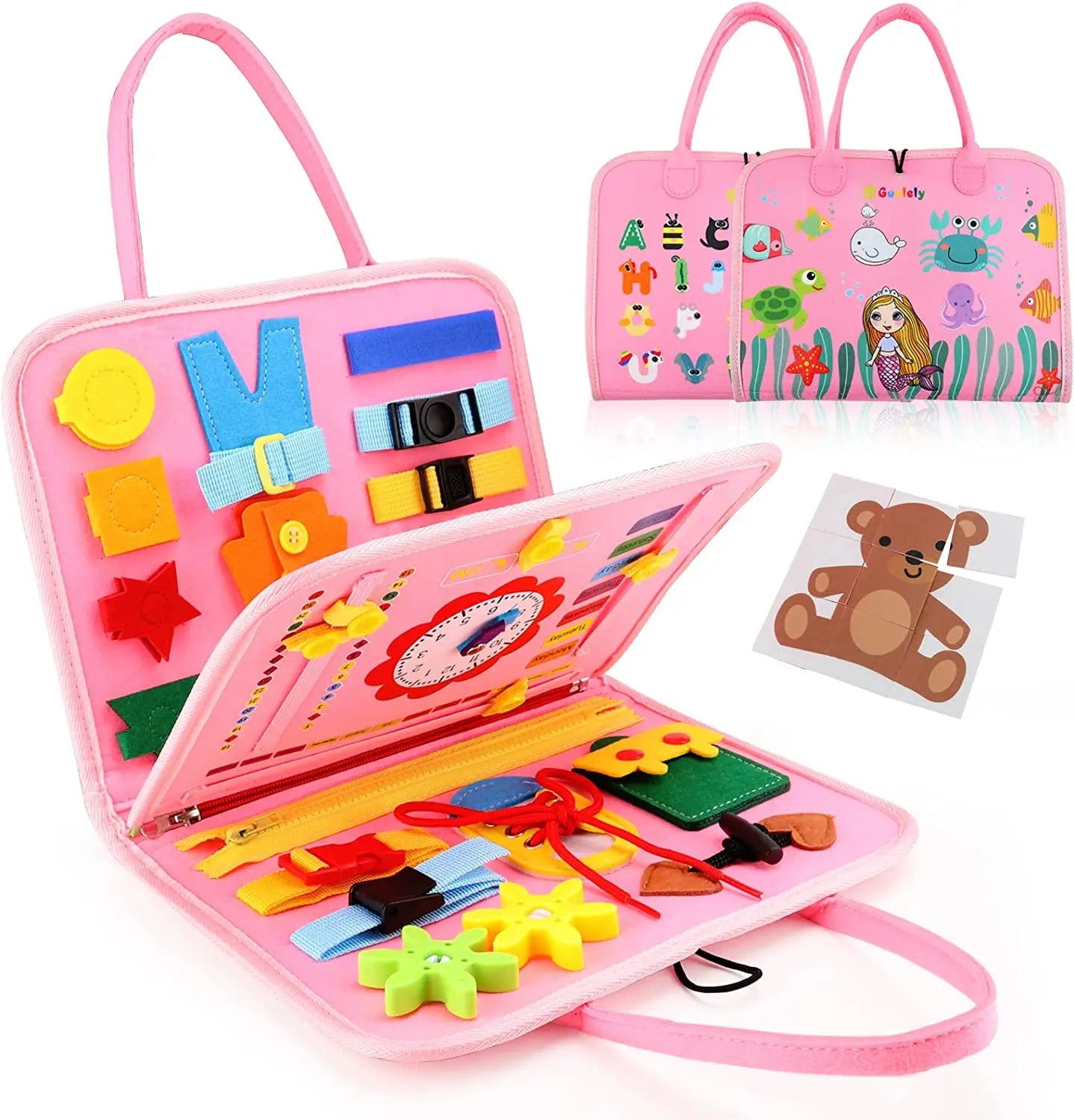 Tableau d'activités Montessori pour tout-petits, jouet sensoriel, apprentissage préscolaire, activités éducatives de voyage pour les tout-petits, motricité fine
