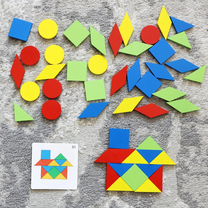 Puzzle miroir Montessori en bois pour enfants, jouet éducatif précoce, jeu de logique et d'exploration spatiale, cadeau de voyage