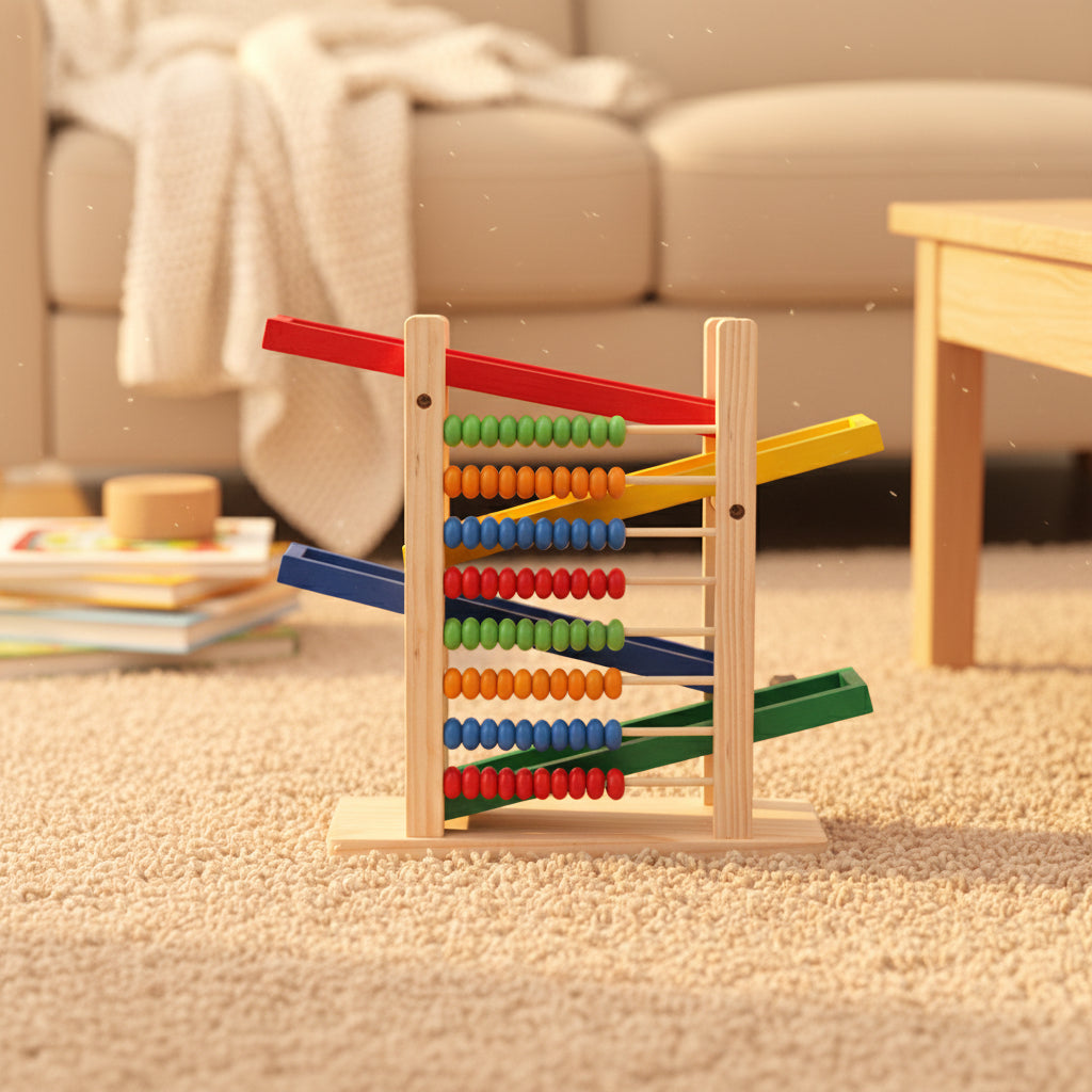🧮 Boulier en bois éducatif Montessori avec 4 petites voitures