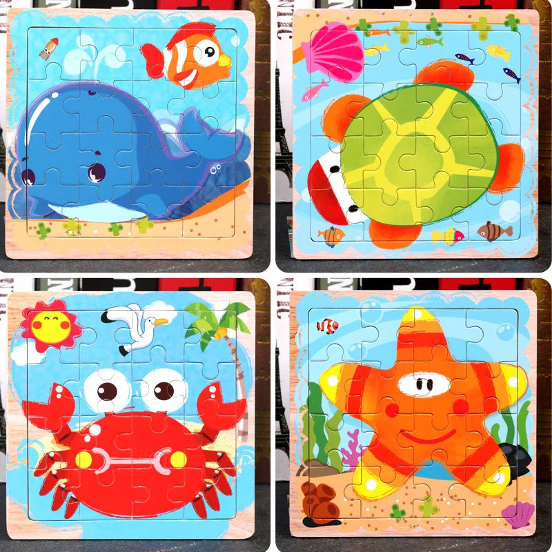 Puzzle 9/16 pour enfants de 2 à 5 ans, puzzle en bois pour tout-petits, jouet éducatif préscolaire, puzzle d'animaux pour garçons et filles