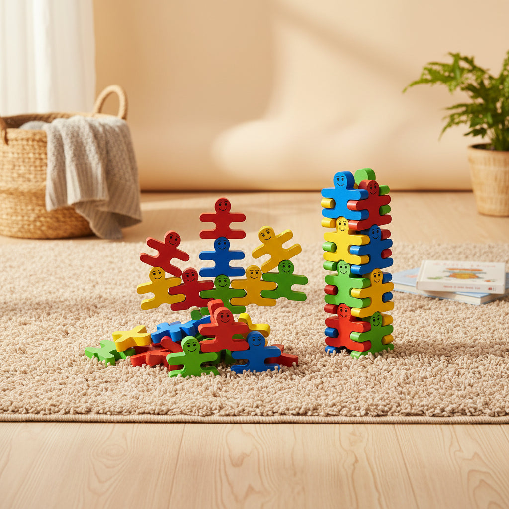 🏗️  Blocs de construction en bois – Personnages à empiler