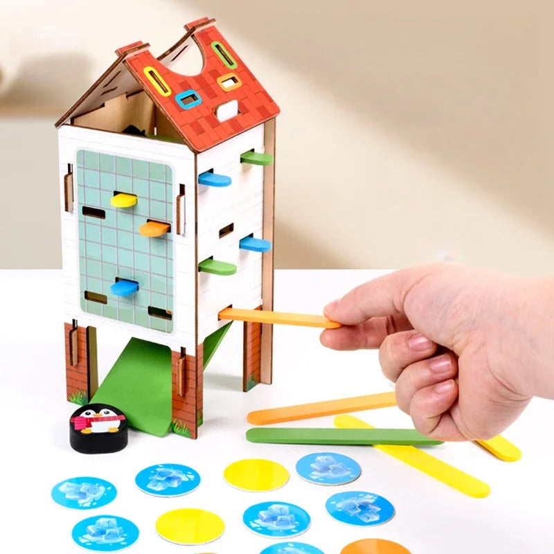 Jeu de société en bâtonnets de bois - Jeu Montessori interactif parent-enfant - Jeu de combat à deux joueurs - Casse-tête - Jouet d'éveil