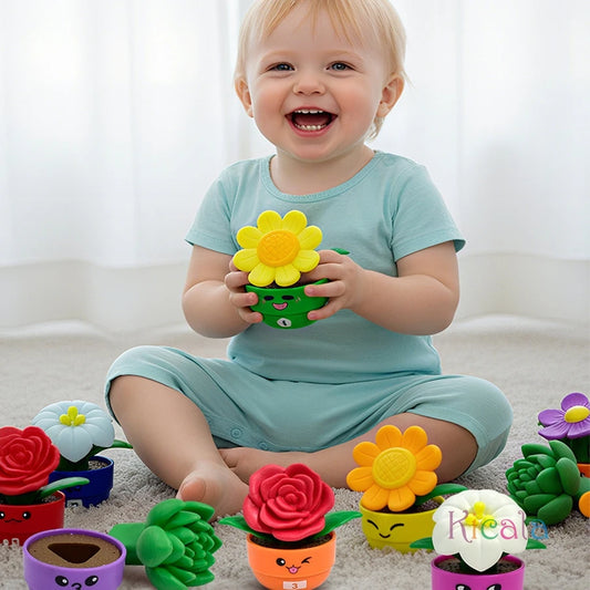 Jeu d'association de pots de fleurs Montessori pour enfants - Puzzle de tri de formes et de couleurs - Jeu éducatif d'éveil pour tout-petits