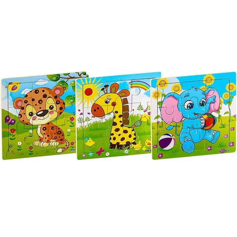 Puzzle 9/16 pour enfants de 2 à 5 ans, puzzle en bois pour tout-petits, jouet éducatif préscolaire, puzzle d'animaux pour garçons et filles