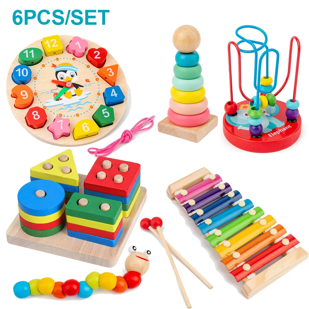Jouets Montessori pour bébés, puzzles 3D en bois, jeux d'éveil, jouets éducatifs en bois pour enfants, cadeaux d'anniversaire