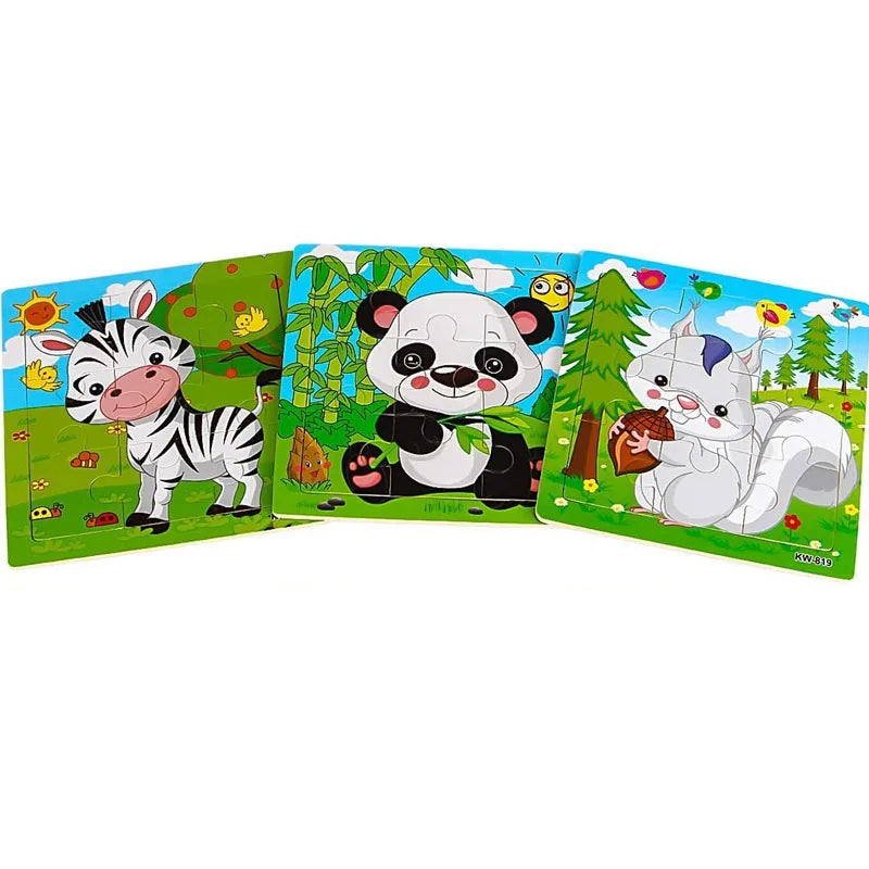 Puzzle 9/16 pour enfants de 2 à 5 ans, puzzle en bois pour tout-petits, jouet éducatif préscolaire, puzzle d'animaux pour garçons et filles