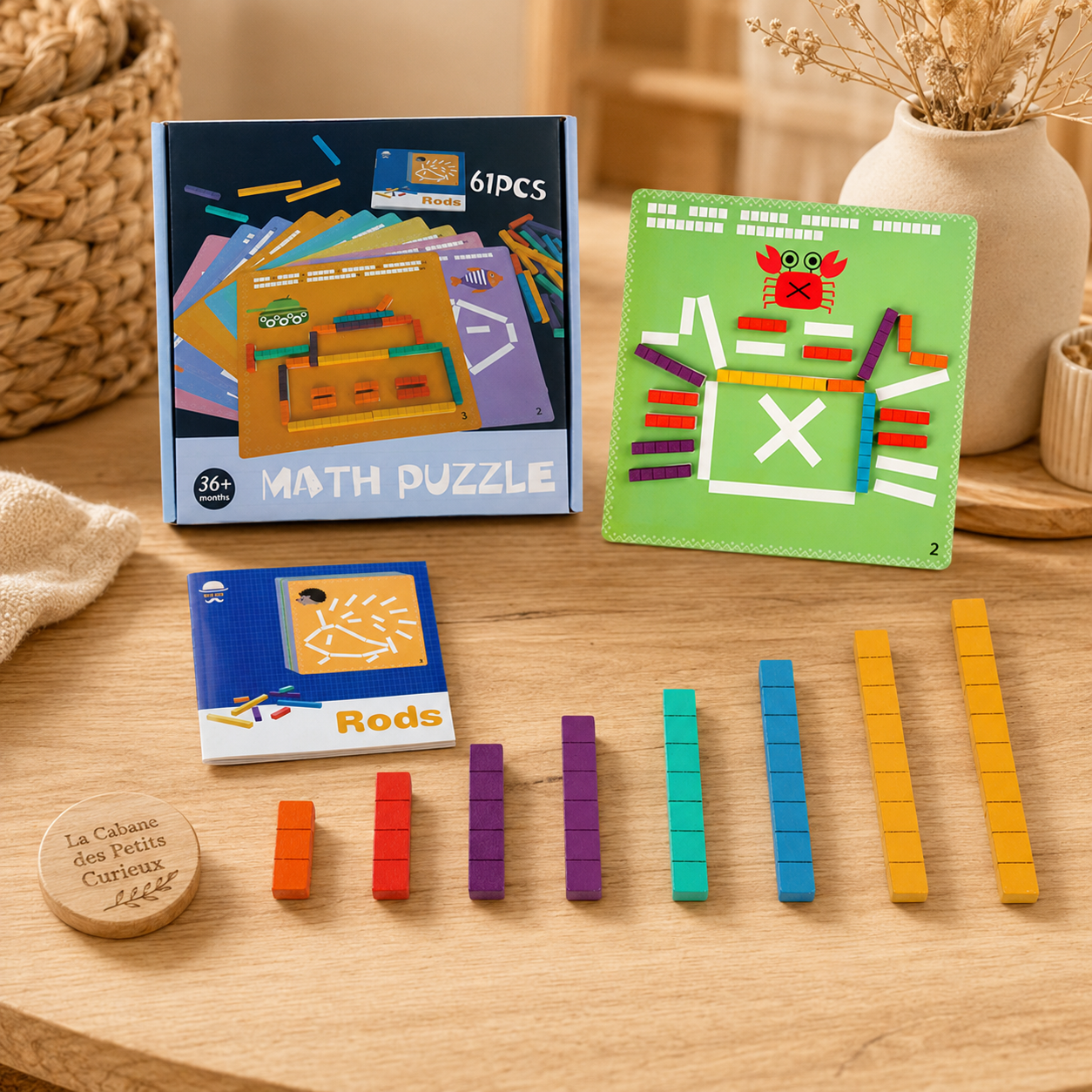 Jeu de calcul Montessori en bois – Puzzle logique 61 pièces