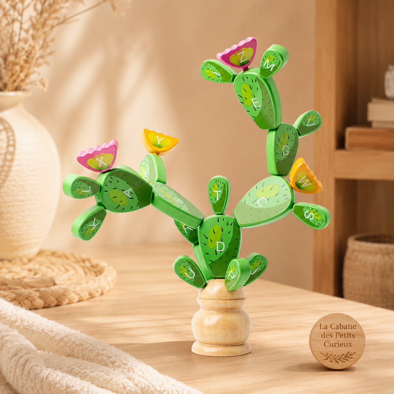 🌵 Cactus magnétique en bois – Jeu éducatif à construire