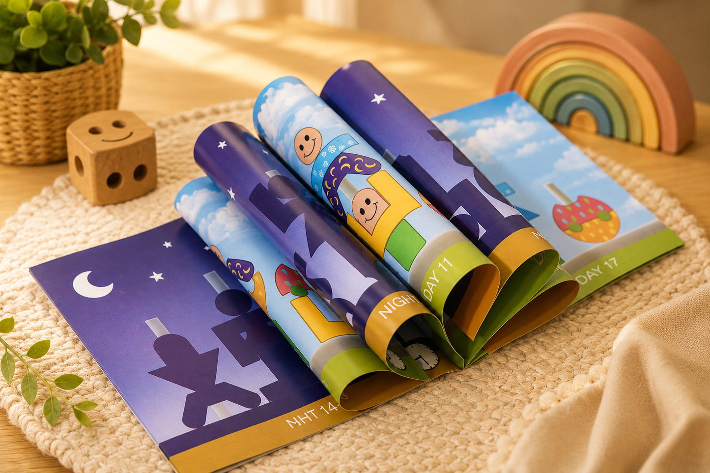 🧩 Jeu Montessori Jour & Nuit en Bois – Construction & Défis Logiques