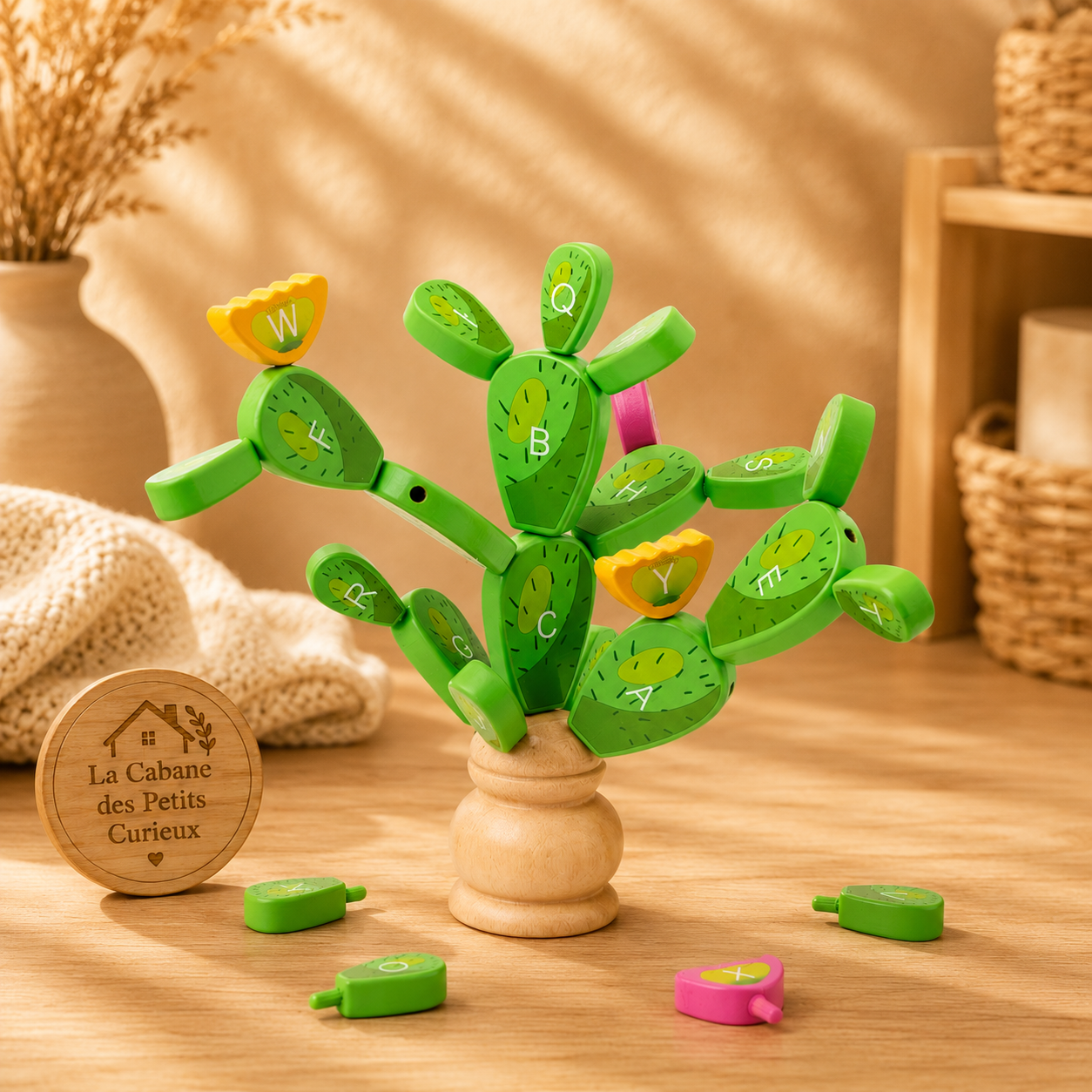 🌵 Cactus magnétique en bois – Jeu éducatif à construire