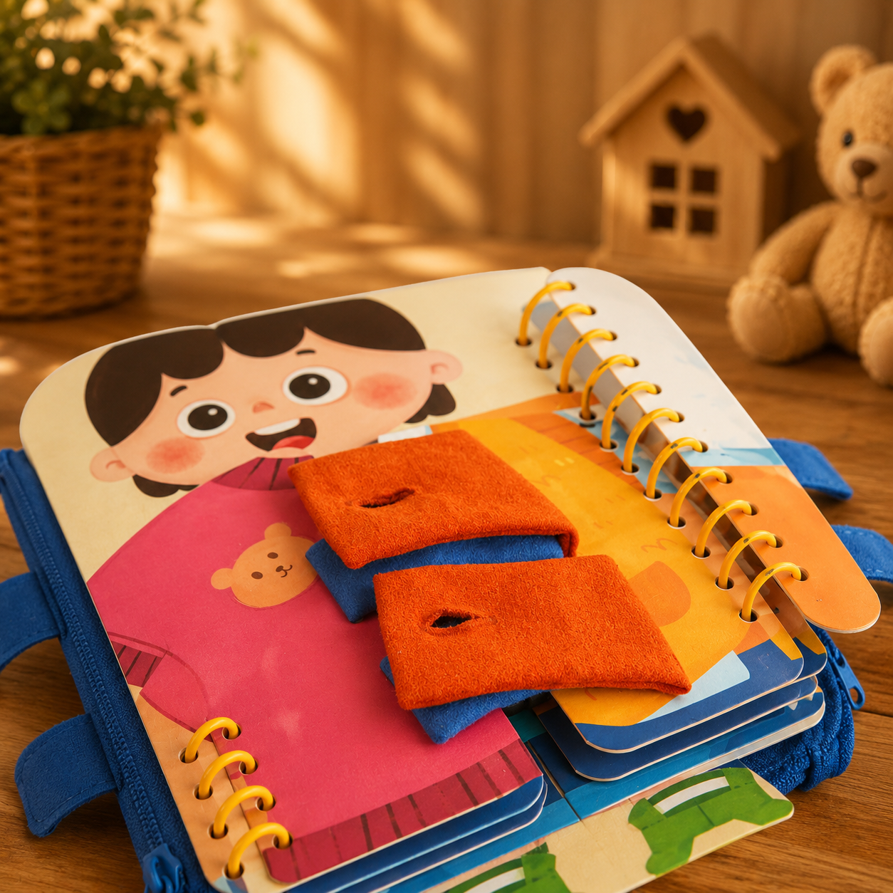 🧩 Tableau d'activités Montessori en bois – Apprendre les gestes du quotidien