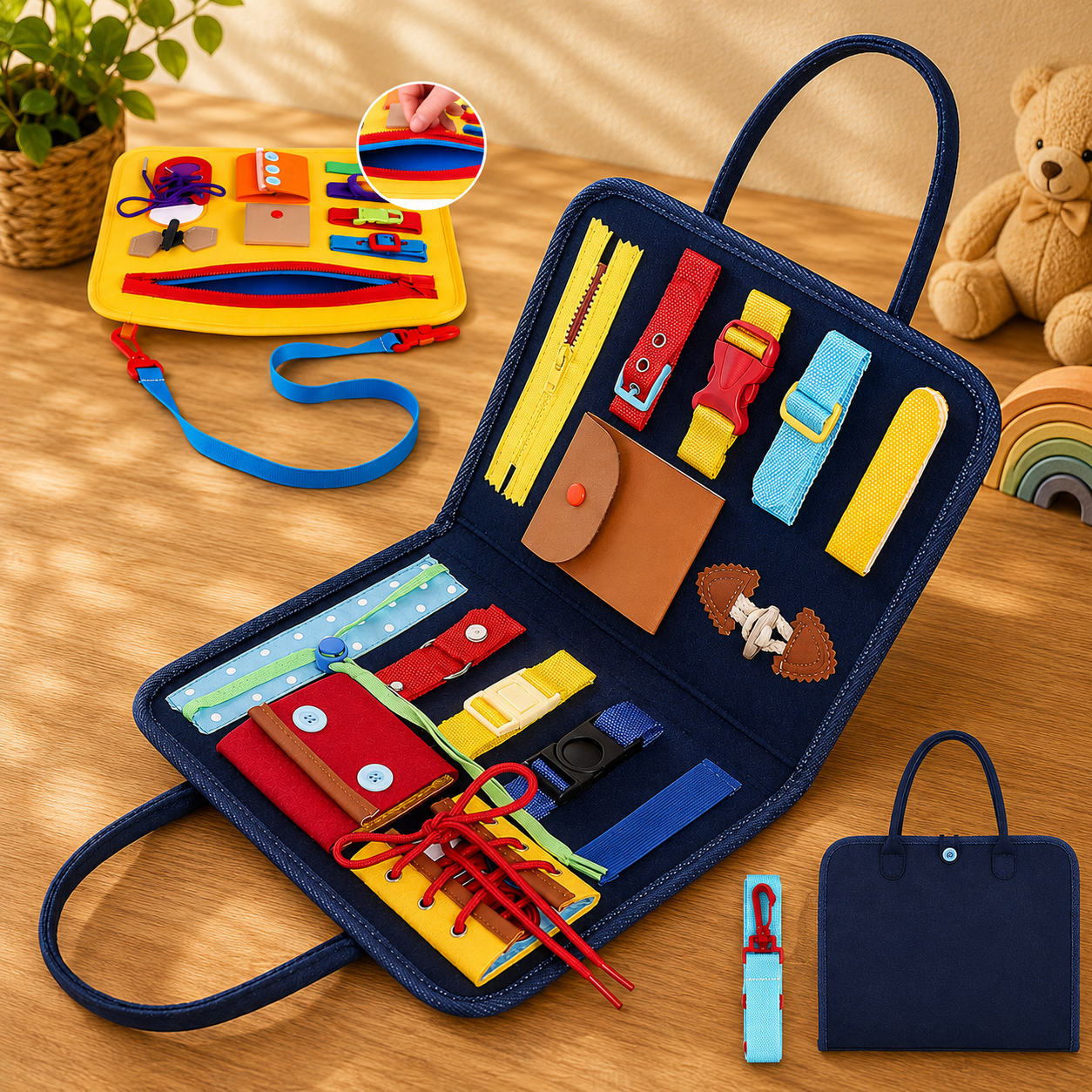👜 Sac d'activités Montessori – Busy Board de voyage