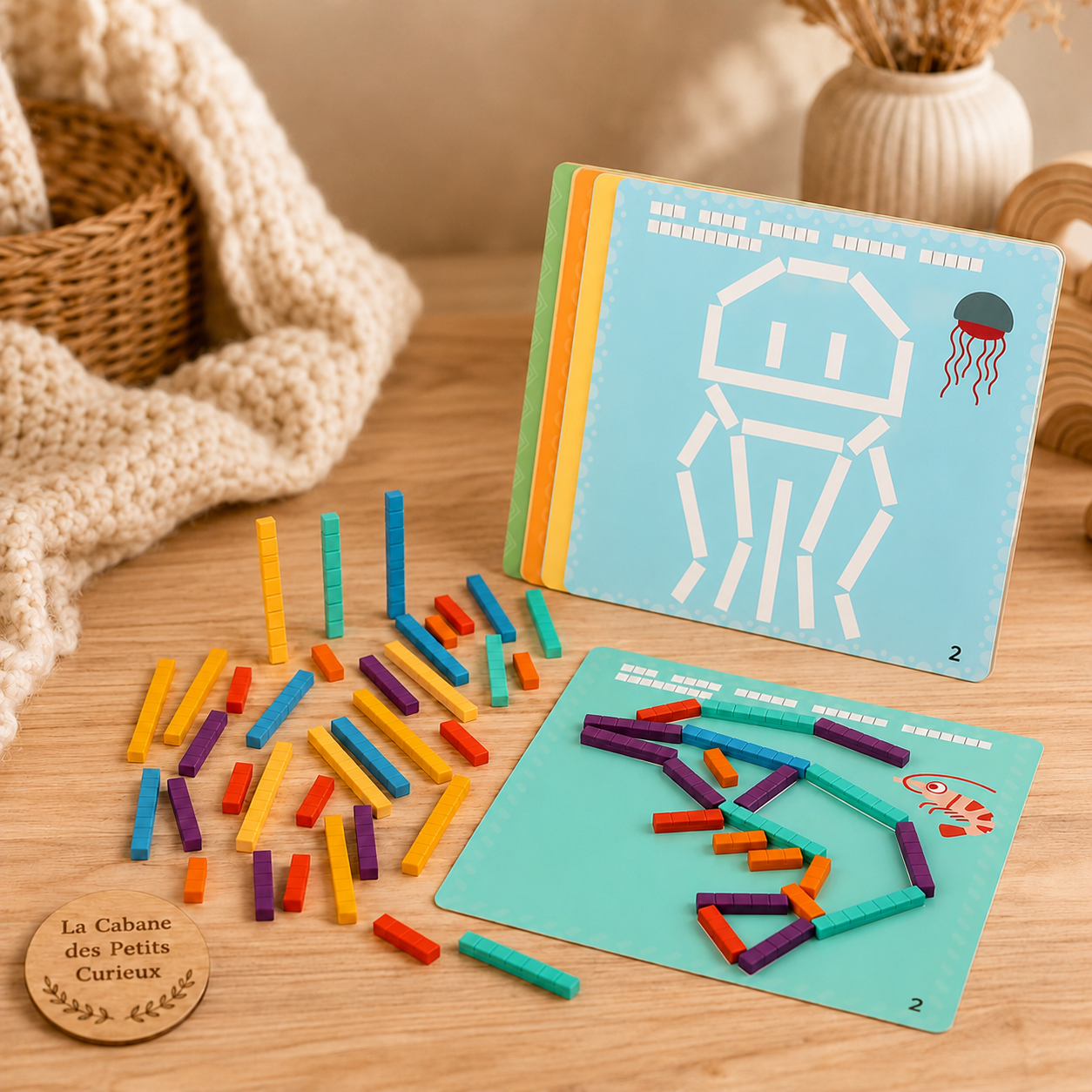 Jeu de calcul Montessori en bois – Puzzle logique 61 pièces
