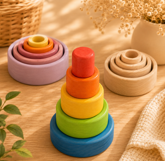 🌈 Coupelles Arc-en-Ciel en Bois Montessori