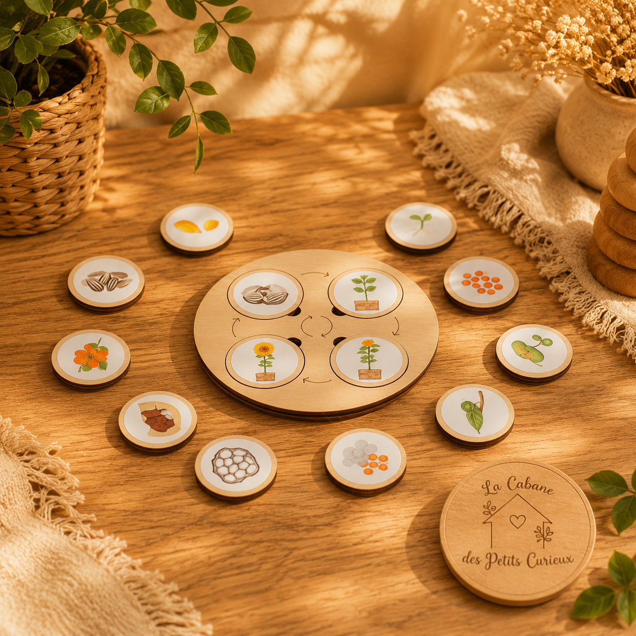🧬 Jeu éducatif en bois – Cycles de vie des animaux