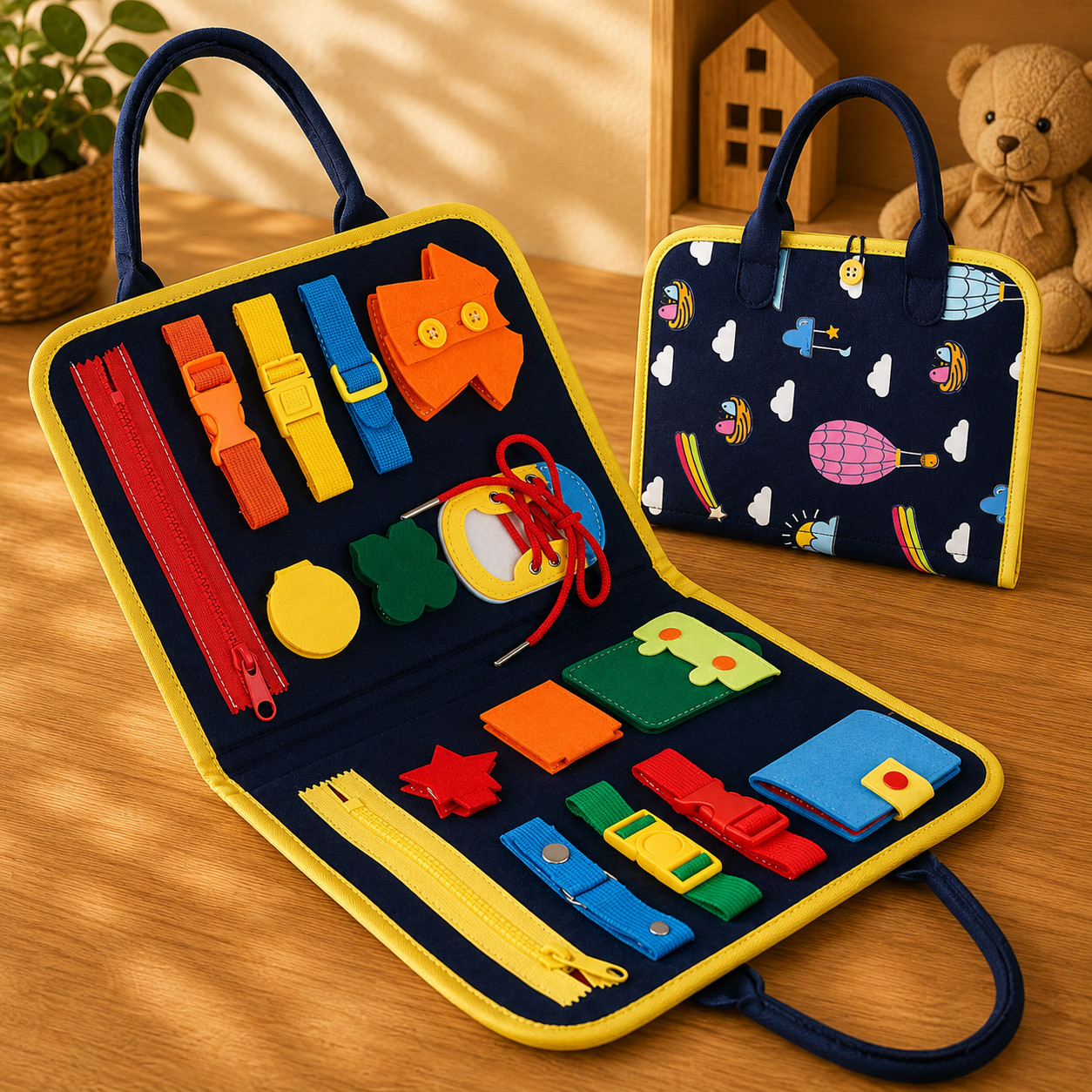 👜 Sac d'activités Montessori – Busy Board de voyage