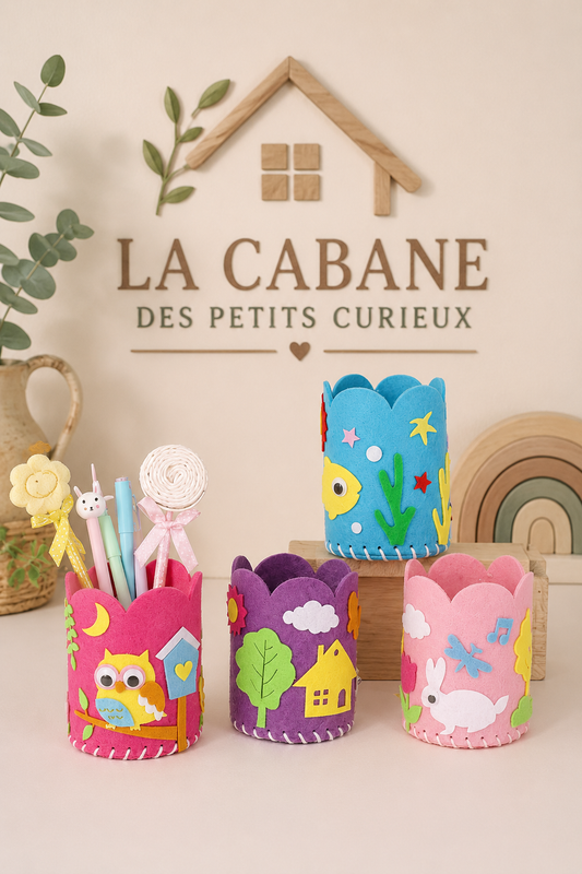 🌿 Ensemble de 5 porte-crayons en feutrine à créer