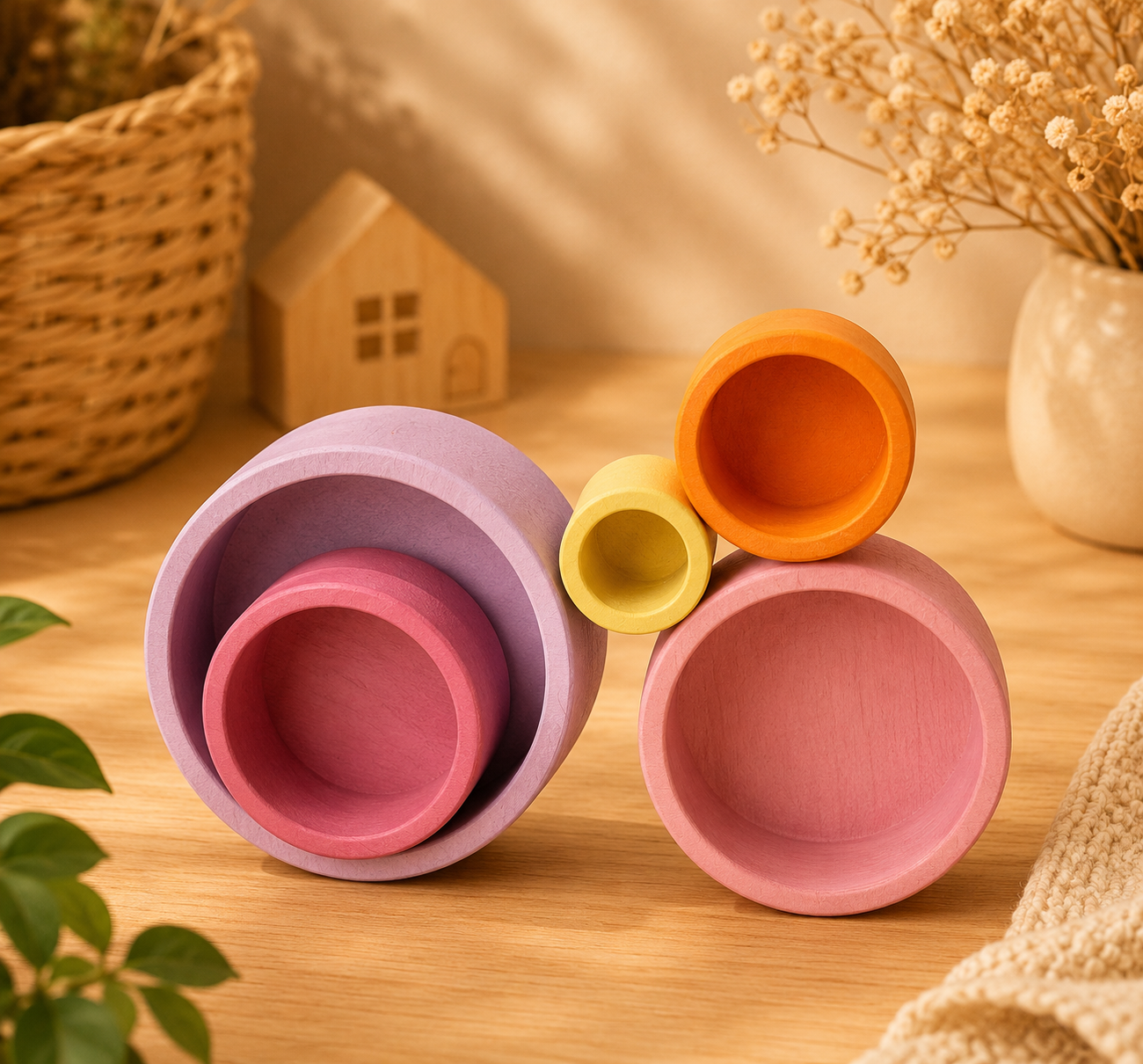 🌈 Coupelles Arc-en-Ciel en Bois Montessori