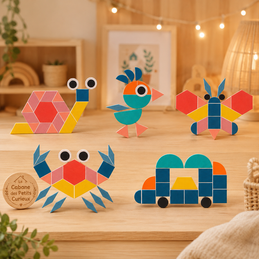 🧩 Puzzle créatif en bois 180 pièces – Animaux & formes