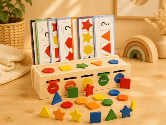 🌈 Boîte de tri Montessori réversible – Formes, Couleurs & Défis