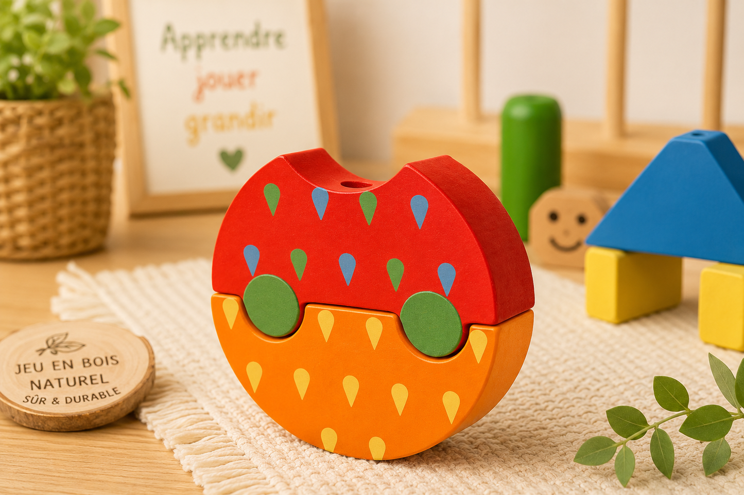🧩 Jeu Montessori Jour & Nuit en Bois – Construction & Défis Logiques