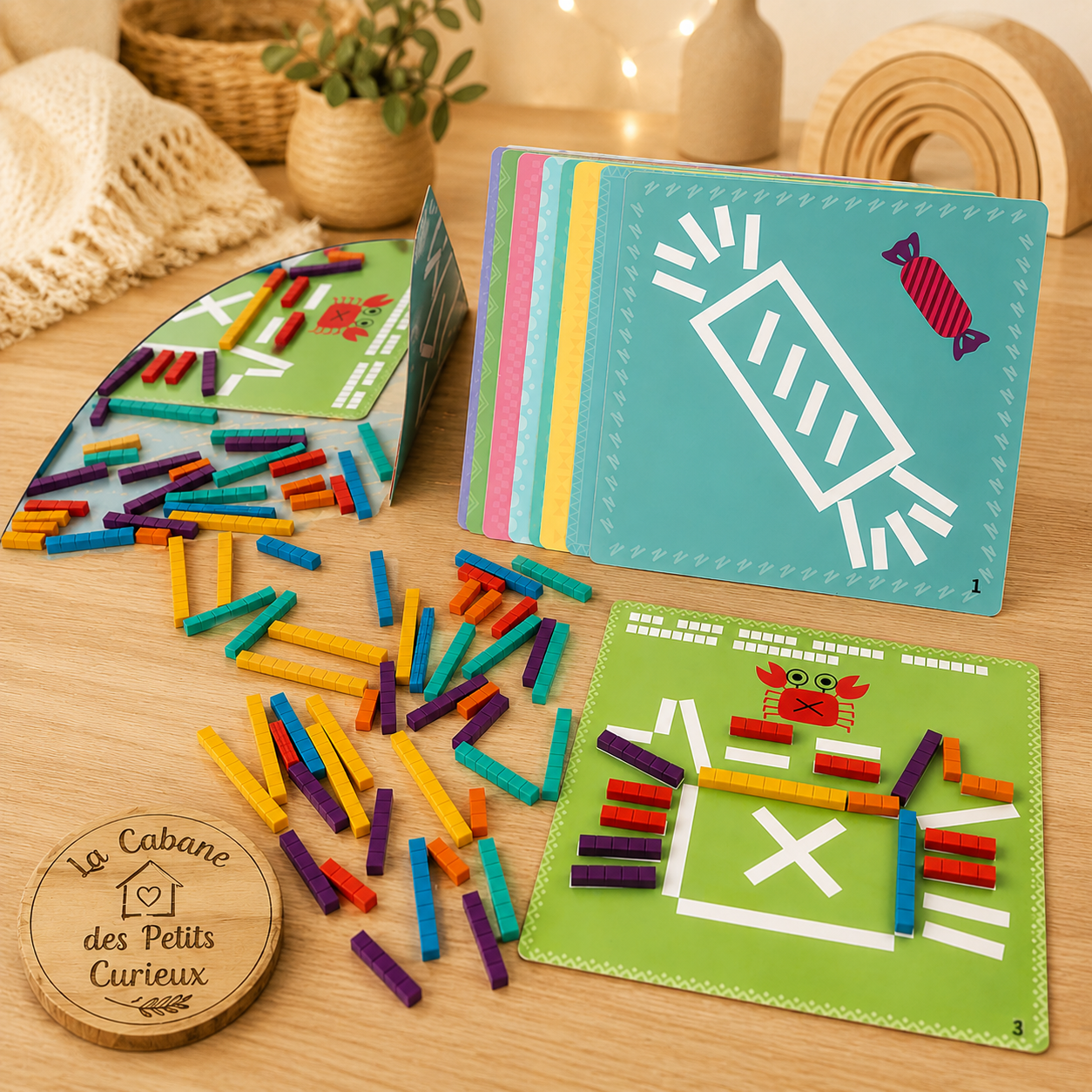Jeu de calcul Montessori en bois – Puzzle logique 61 pièces