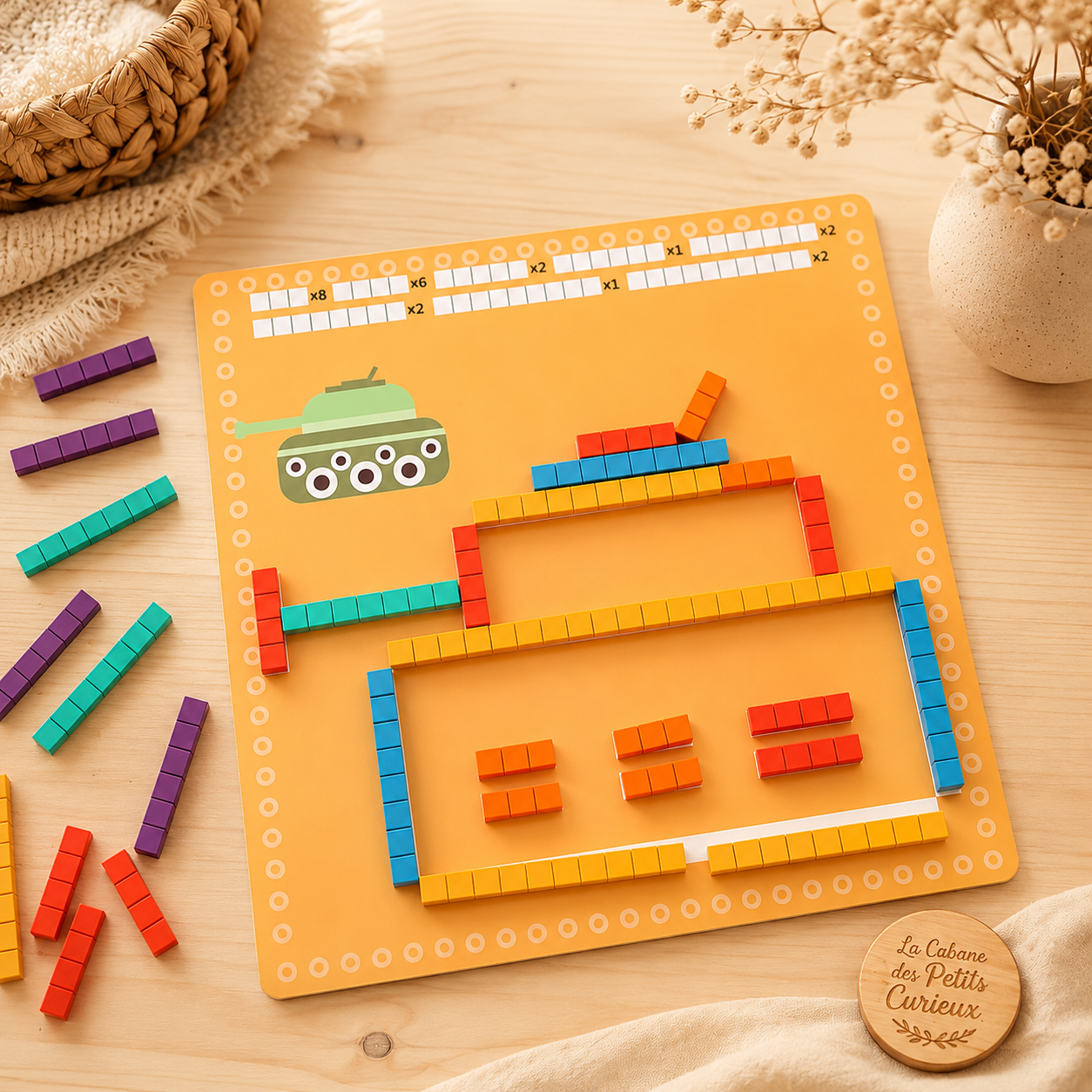 Jeu de calcul Montessori en bois – Puzzle logique 61 pièces