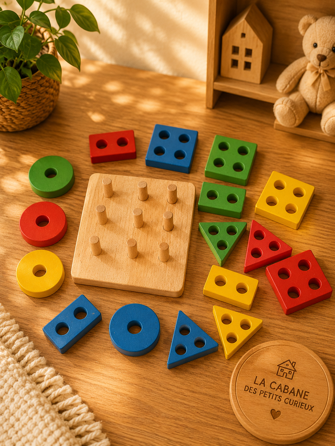 🧩 Jeu d'encastrement en bois – Apprendre les formes et les couleurs en s'amusant !