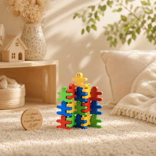 🏗️  Blocs de construction en bois – Personnages à empiler