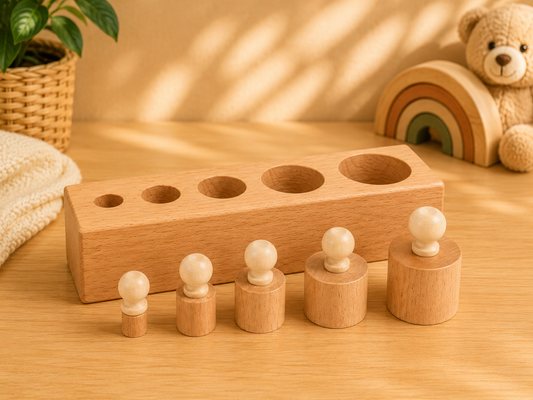 🪵 Cylindres Montessori en Bois – Apprendre les tailles en s'amusant