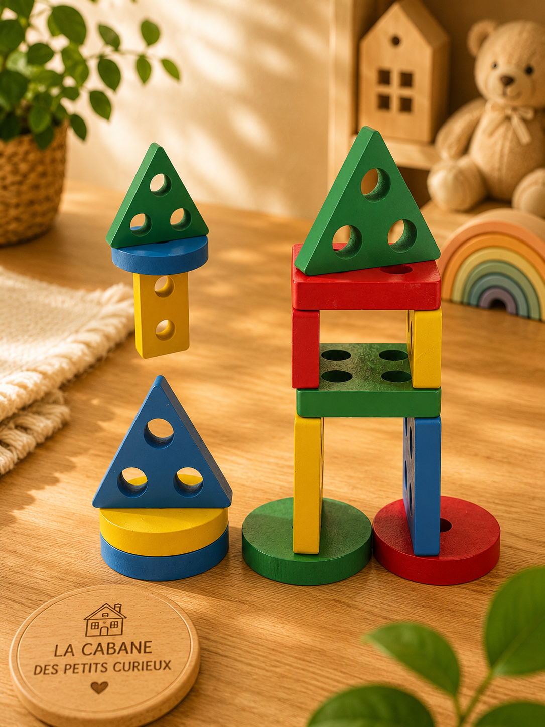 🧩 Jeu d'encastrement en bois – Apprendre les formes et les couleurs en s'amusant !